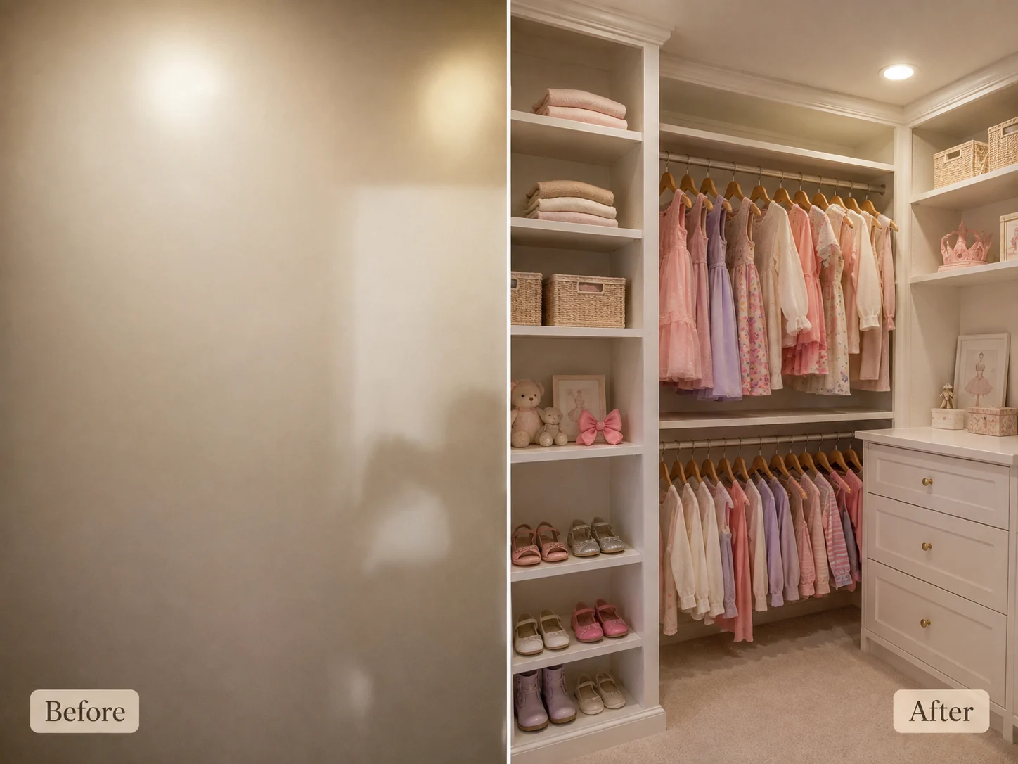 Before and after closet