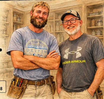 Illustrated Matt and Wayne in a workshop setting